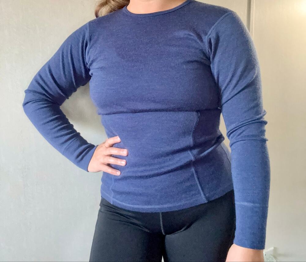Woolx Hannah 100% Merino Wool Long Sleeve Top Blue Size Small